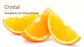  Presentation with orange slice - Cool new presentation design with three orange fruit segments backdrop and a  colored foreground