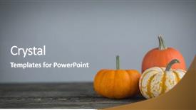  Presentation with spooky halloween graveyard dark - PPT theme enhanced with three orange pumpkins on dark background and a gray colored foreground