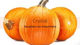  Presentation with halloween - Slides with three-orange-round-pumpkins-symbol background and a gold colored foreground
