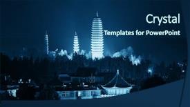  Presentation with old china - Amazing presentation theme having three pagoda at night yunnan backdrop and a navy blue colored foreground