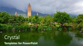  Presentation with preserved - Cool new slide deck with three-pagodas-well-preserved-landmark backdrop and a tawny brown colored foreground