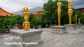 Presentation with preserved - Audience pleasing slide set consisting of three-pagodas-well-preserved-landmark backdrop and a gray colored foreground