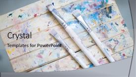  Presentation with process - Cool new presentation theme with three paintbrushes of artist backdrop and a light gray colored foreground