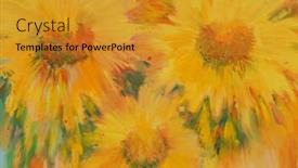  Presentation with sunflowers - Presentation theme with three painted yellow sunflowers to use as background background and a gold colored foreground