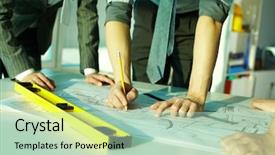  Presentation with sketching - Amazing theme having three pairs of hands sketching backdrop and a mint green colored foreground