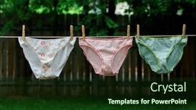  Presentation with three legged stool - Amazing presentation having three-pairs-of-panties-hanging backdrop and a forest green colored foreground