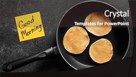 Presentation with frying - Cool new presentation theme with three pancakes in frying pan backdrop and a dark gray colored foreground