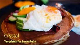  Presentation with black ceramic - Slides with three-pancakes-with-fried-eggs background and a tawny brown colored foreground