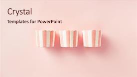  Presentation with pastel pink - Slides having three paper muffin tins background and a lemonade colored foreground