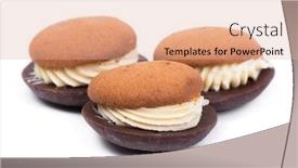  Presentation with pastry cream - Presentation theme having three-pastry-biscuit-sandwich background and a lemonade colored foreground