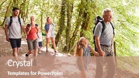  Presentation with woodland - Amazing slide set having three paths - multi generation family enjoying walk backdrop and a coral colored foreground