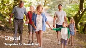  Presentation with generation family farm - PPT theme having three paths - multi generation family enjoying walk background and a coral colored foreground