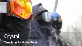  Presentation with ski - Colorful slide deck enhanced with three peope in ski goggles backdrop and a dark gray colored foreground