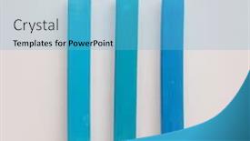  Presentation with crayon - Slide deck with three pieces of blue pastel crayon chalks isolated over white background background and a light blue colored foreground