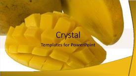  Presentation with mango fruit - Beautiful presentation theme featuring three-pieces-of-freshly-cut backdrop and a gold colored foreground
