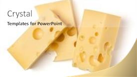  Presentation with white cheese - Presentation featuring three-pieces-of-maasdam-cheese background and a white colored foreground