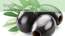  Presentation with olive - Presentation consisting of three-pitted-black-olives background and a mint green colored foreground