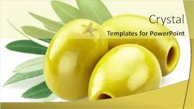  Presentation with olive green - PPT layouts with three-pitted-green-olives background and a blonde colored foreground