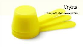  Presentation with milk powder - Slides featuring three plastic milk powder scoops on white background background and a blonde colored foreground