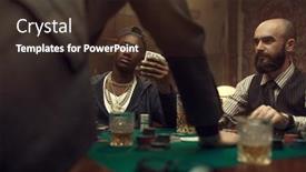  Presentation with blackjack - PPT theme with three-poker-players-in-casino background and a tawny brown colored foreground