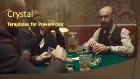  Presentation with playing cards - Slide deck having three-poker-players-with-cards background and a tawny brown colored foreground