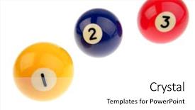  Presentation with cannon ball into pool - Audience pleasing PPT theme consisting of three pool balls isolated backdrop and a white colored foreground