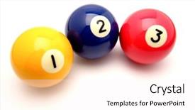  Presentation with billiard - Colorful slide deck enhanced with three pool balls isolated backdrop and a sky blue colored foreground