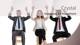  Presentation with three - Audience pleasing slides consisting of three-positive-businessmen-holding-speech backdrop and a lemonade colored foreground