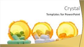  Presentation with spilling - Amazing PPT theme having three-prescription-bottles backdrop and a white colored foreground
