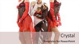  Presentation with stage - Presentation theme with night club go go girls - three pretty girl in stage background and a coral colored foreground