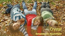  Presentation with keyword - Amazing slides having three pretty girls having fun keyword for this collection is autumn77 backdrop and a tawny brown colored foreground