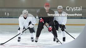  Presentation with professional training - Slides having three-professional-hockey-players background and a gray colored foreground