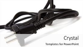  Presentation with modern electric iron isolated - Presentation consisting of three pronged - electric plug isolated background and a  colored foreground