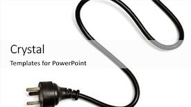  Presentation with electric - Presentation theme with three pronged - electric plug isolated background and a white colored foreground