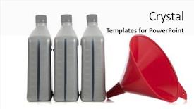  Presentation with motor oil - Amazing PPT theme having three quarts of motor oil backdrop and a white colored foreground