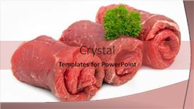  Presentation with beef - Presentation design featuring three-raw-beef-olives-isolated background and a red colored foreground