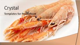  Presentation with porcelain - Colorful PPT theme enhanced with three-raw-langoustines-scampi backdrop and a lemonade colored foreground