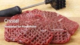  Presentation with raw meat - Slide set having three raw minute steaks displayed background and a red colored foreground