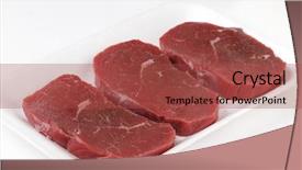  Presentation with minute - Audience pleasing presentation design consisting of three raw minute steaks displayed backdrop and a  colored foreground