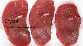  Presentation with minute - Beautiful presentation design featuring three raw minute steaks displayed backdrop and a  colored foreground