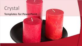 Presentation with white candles - PPT theme with three-red-decorative-candles background and a coral colored foreground