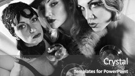  Presentation with females - Slide set featuring three retro prime adult caucasian females out on the town background and a dark gray colored foreground