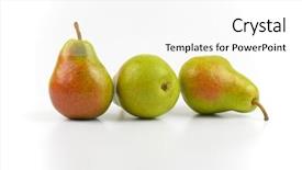  Presentation with three - Amazing slide set having three-ripe-pears-on-white backdrop and a white colored foreground