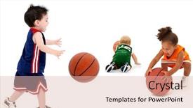  Presentation with teams - PPT theme having three rival teams with balls background and a lemonade colored foreground