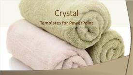  Presentation with reflection - Slide deck enhanced with three rolled bath towels freshly laundered on a white background with reflection closeup looking at the towel ends background and a soft green colored foreground