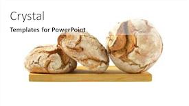  Presentation with cutting board - Audience pleasing PPT layouts consisting of three round loaves of bread backdrop and a white colored foreground