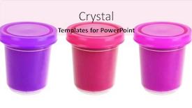  Presentation with colors of modeling clay - PPT layouts consisting of three-round-plastic-buckets-boxes background and a coral colored foreground