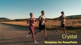  Presentation with healthy people - Presentation with three-runners-sprinting-outdoors-sportive background and a tawny brown colored foreground