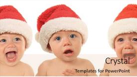  Presentation with babies - Audience pleasing presentation theme consisting of three santa christmas babies happy backdrop and a coral colored foreground