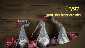  Presentation with christmas red - Colorful presentation design enhanced with three santa with red white backdrop and a tawny brown colored foreground